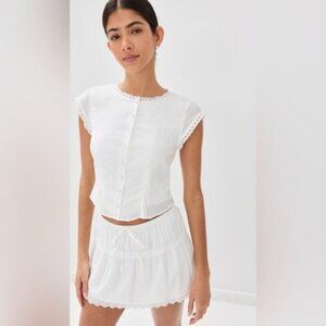 NEW Reformation Valetta Two Piece Matching Skirt Set in White | US 0 UK 4